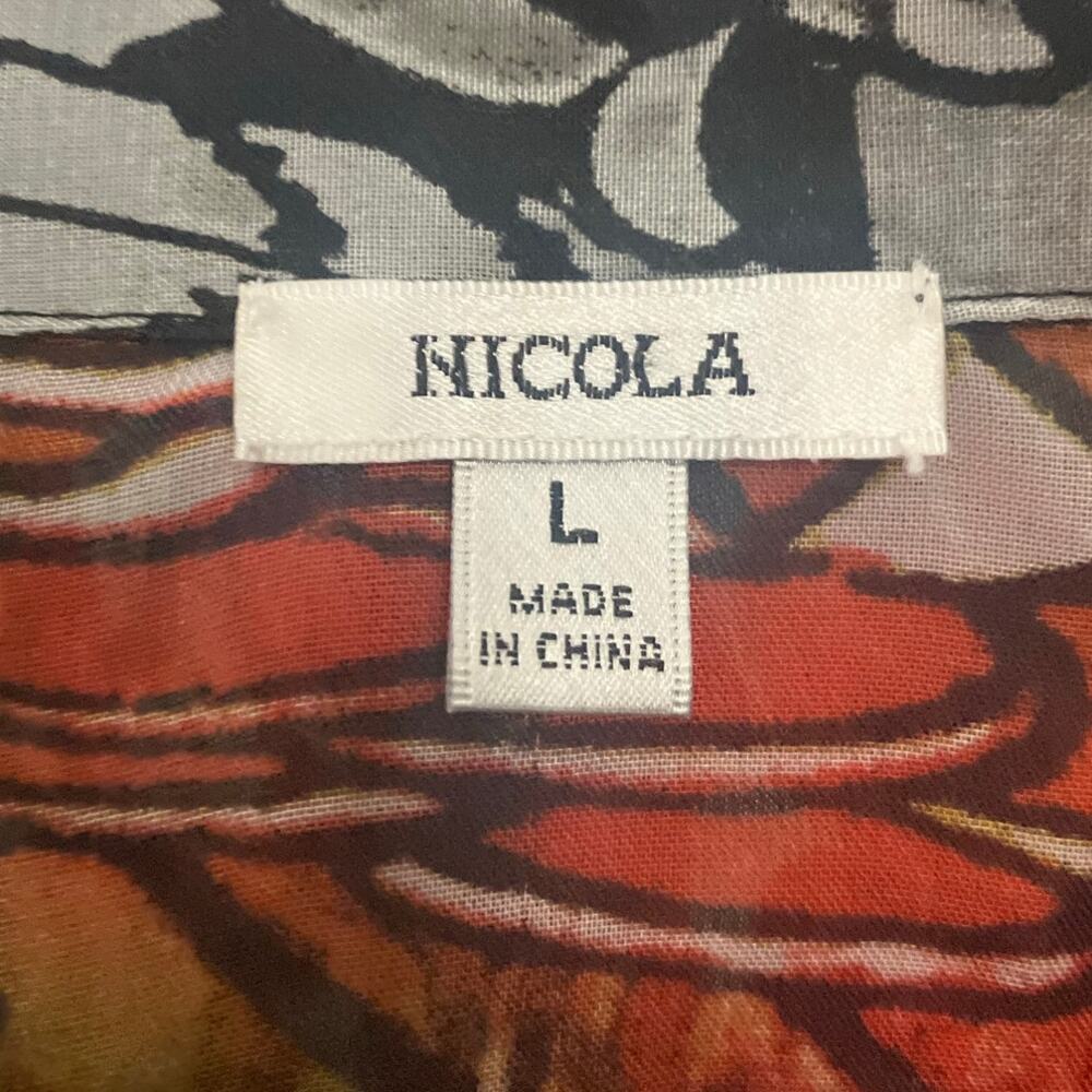 Nicola Women's Floral Multicolor Long Sleeve Button Front Sheer Blouse | Size L - Picture 7 of 10